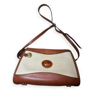 Dooney & Bourke Leather Crossbody Purse Two Tone Tan Brown Vintage 413756